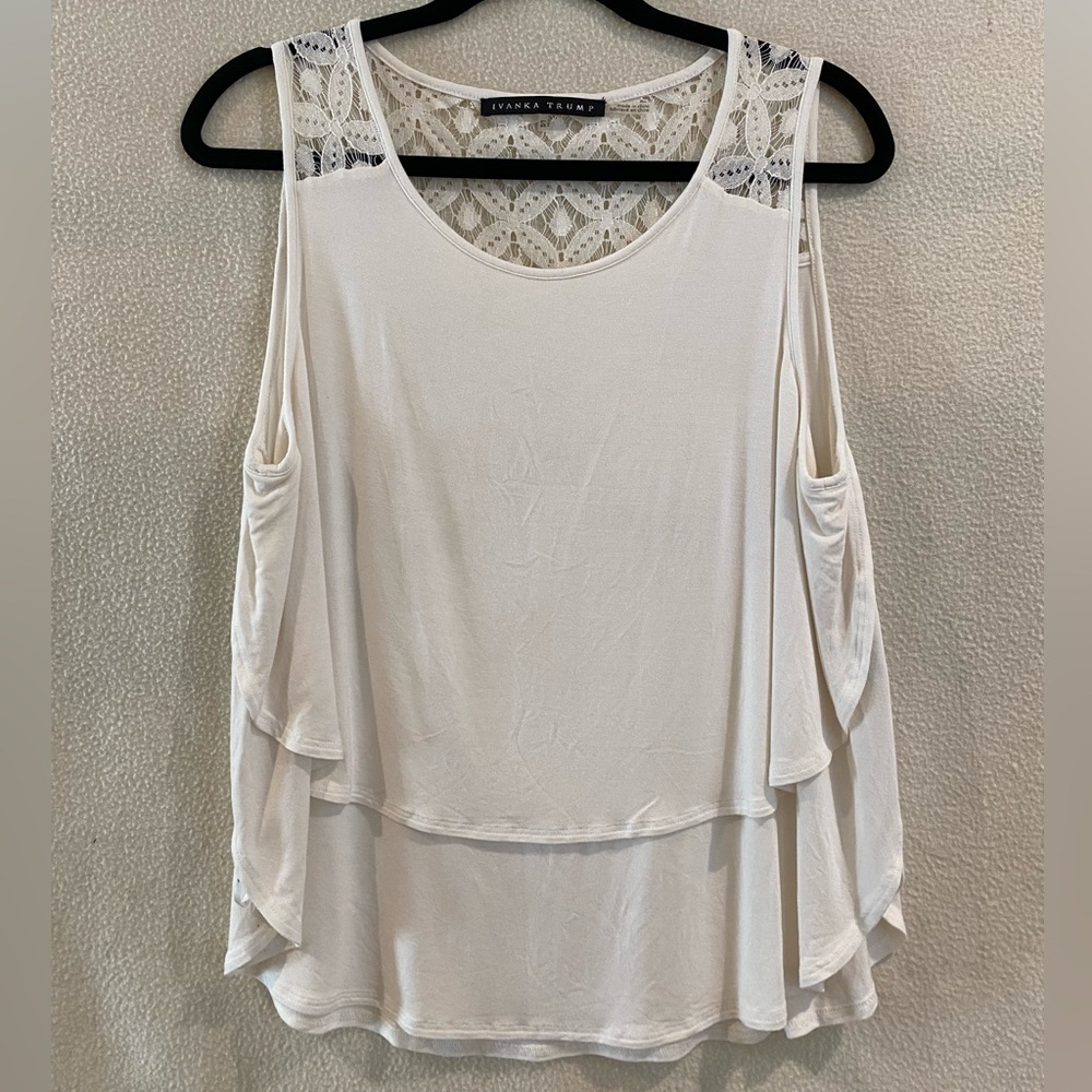 White Flowy Tank Top, Women’s Size L